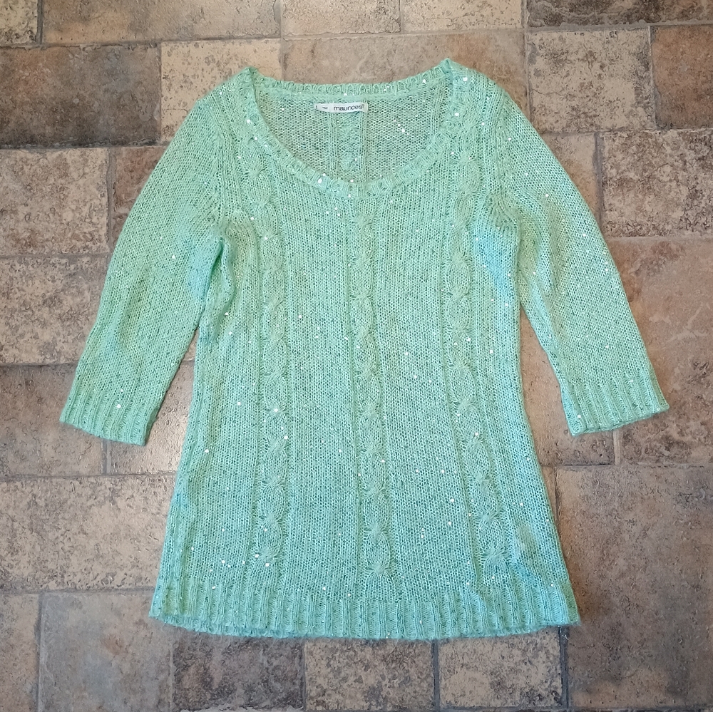 Maurices mint green sequin sweater size 1 (large)